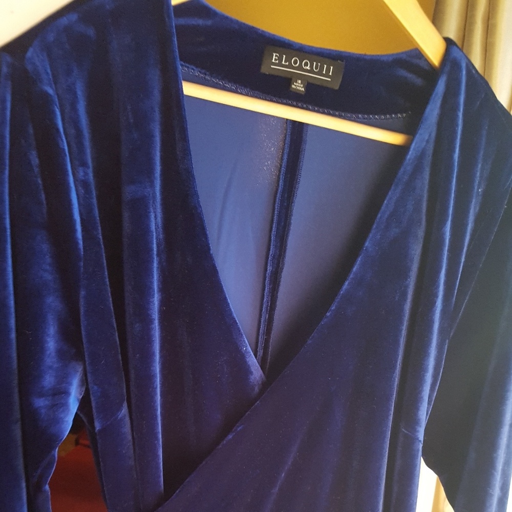 Blue Velvet Wrap Dress